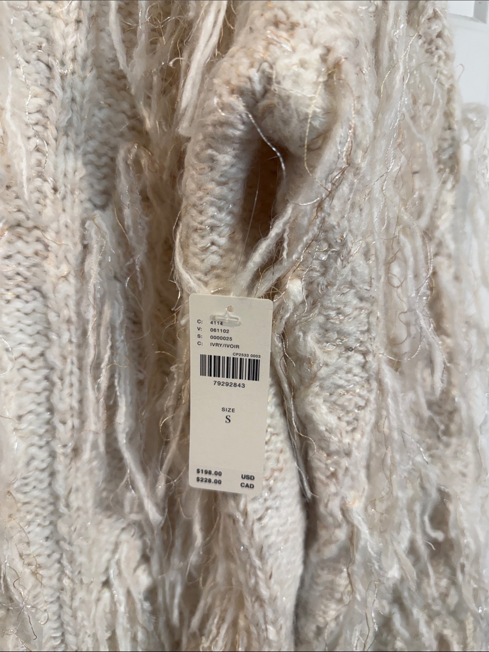 Anthropologie Fringed Pullover V-Veck Sweater Sz Small NWT - Picture 5 of 7